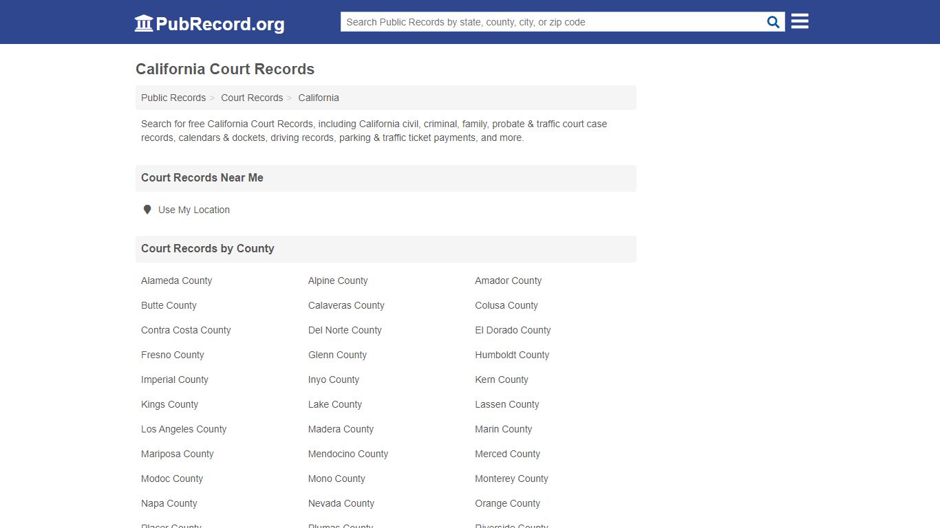 Free California Court Records - PubRecord.org